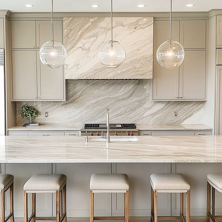 Fantasy brown granite with light grey cabinet