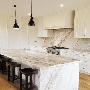 fantasy brown with white cabinets